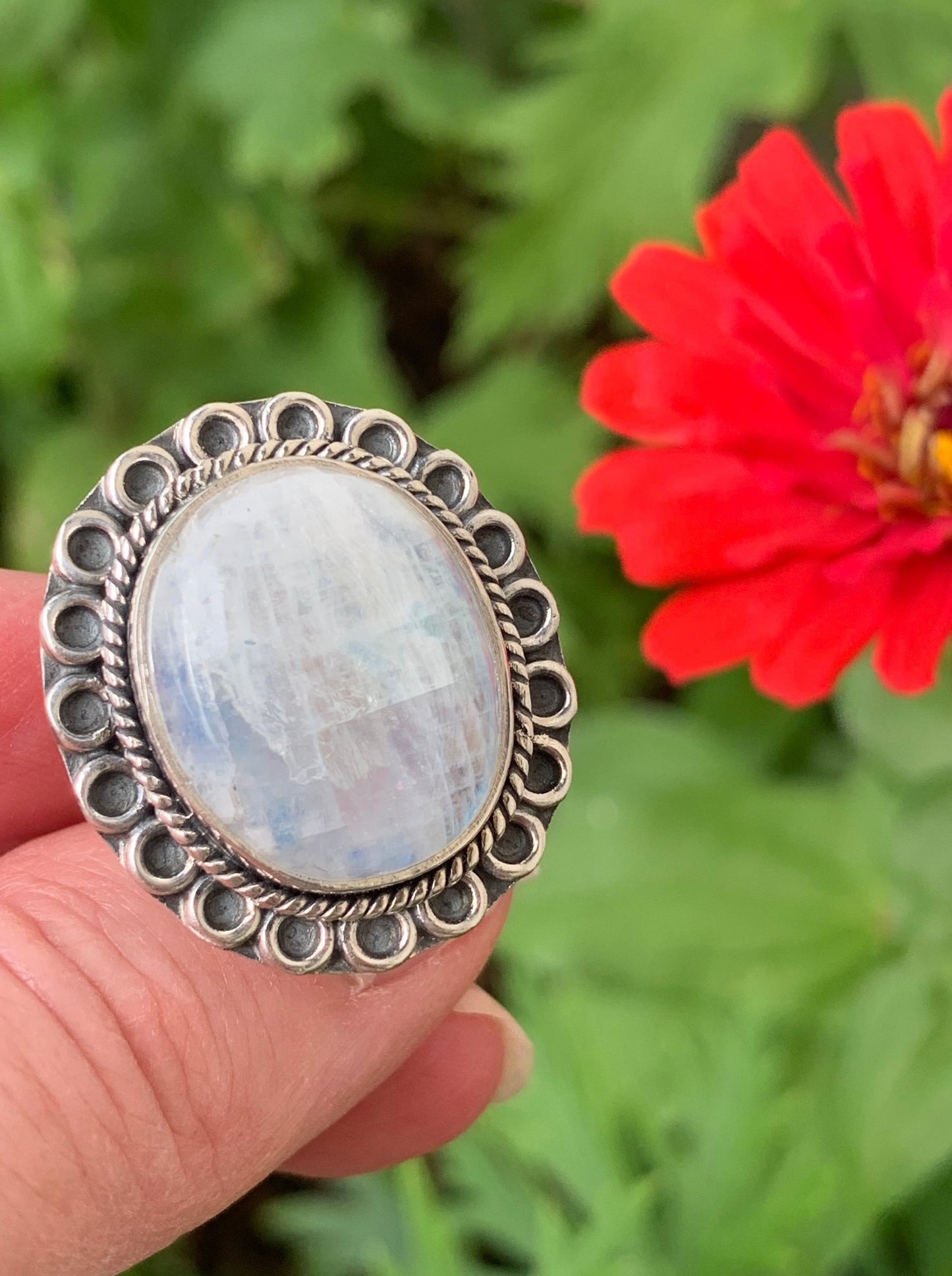 Rainbow Moonstone Ring size 7