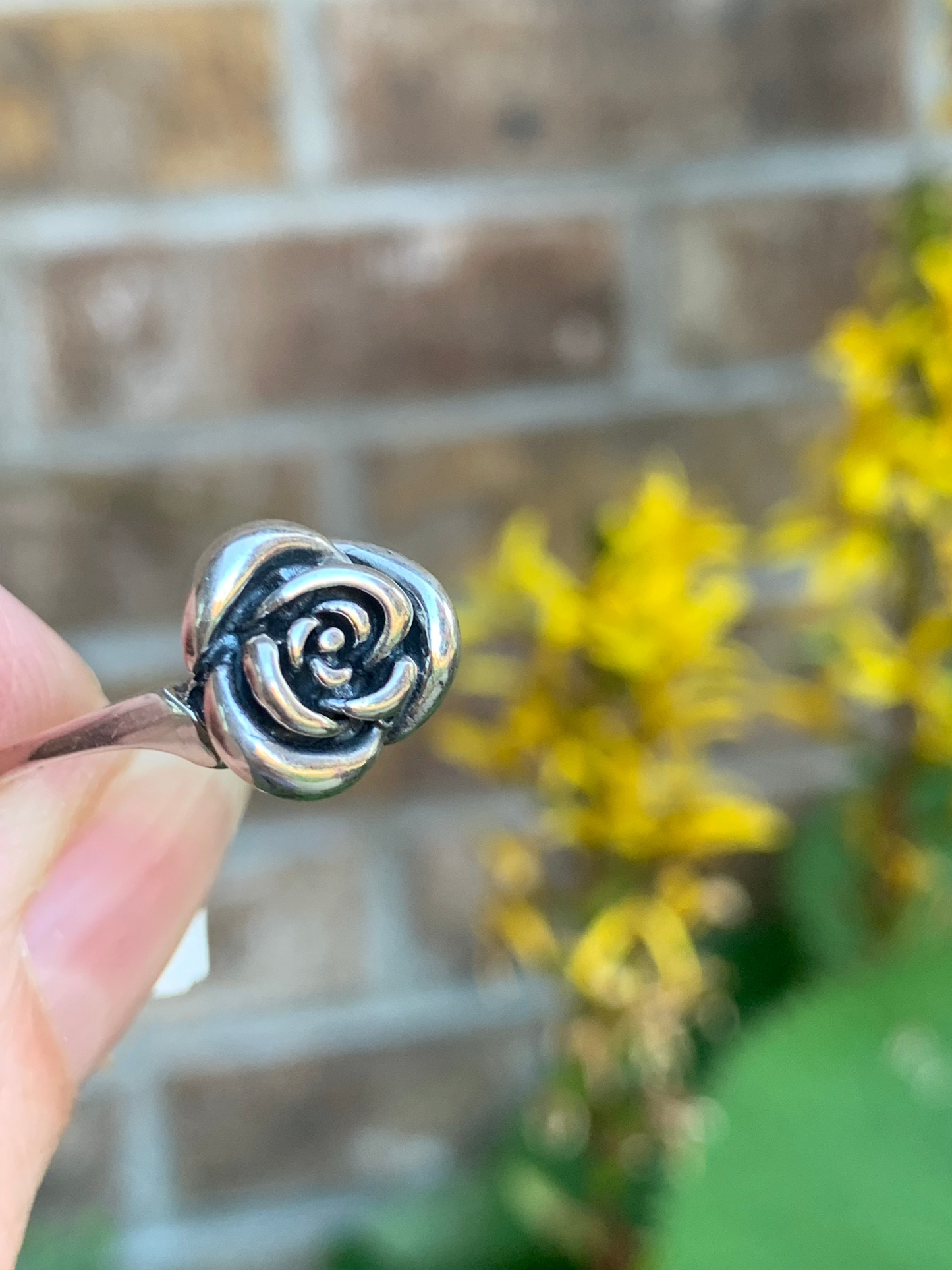 Sterling Silver ROSE Ring 8.5