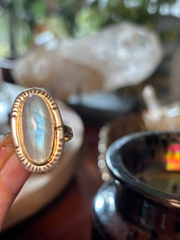 Rainbow Moonstone Ring size 9