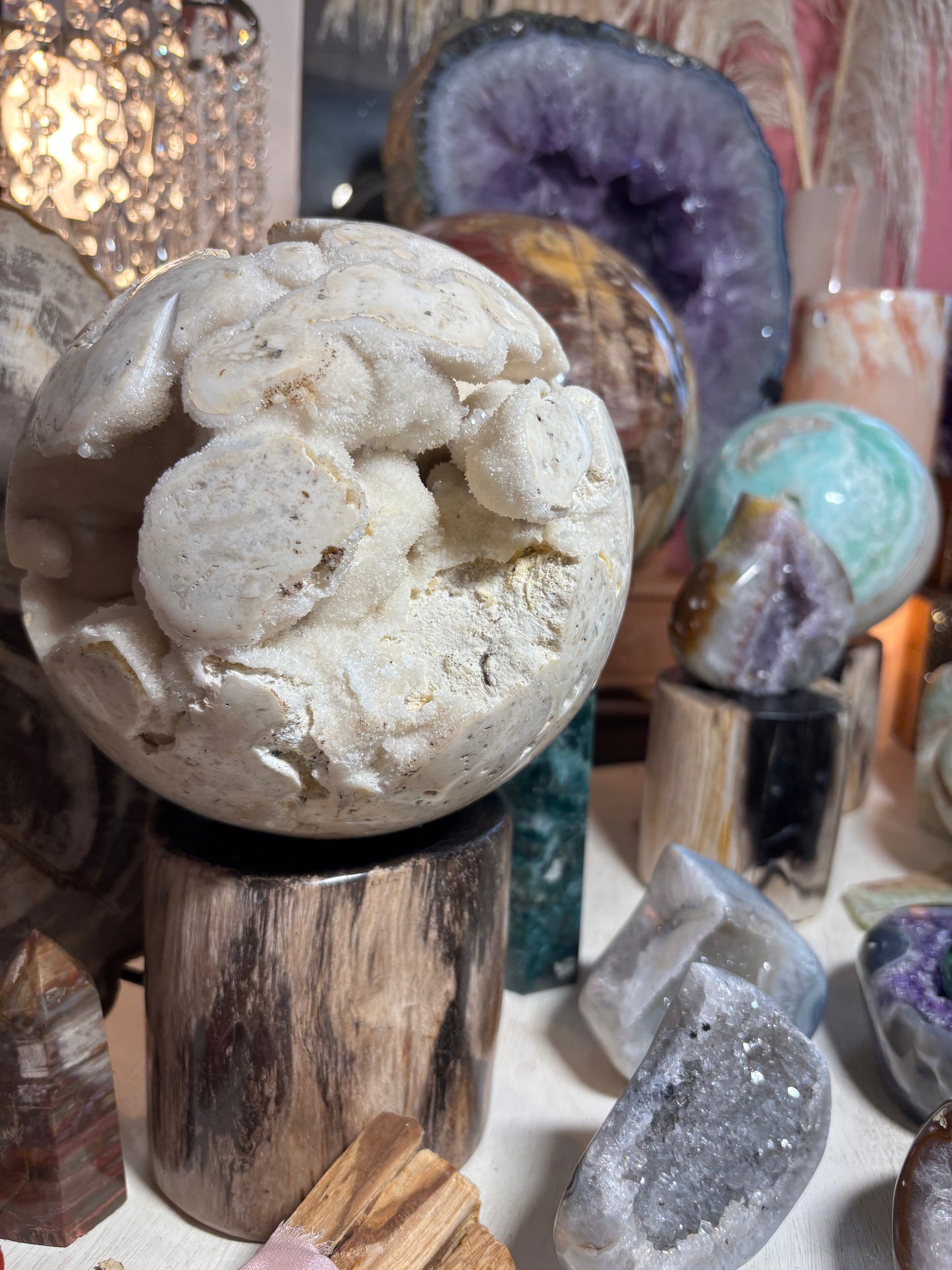 UV Druzy Calcite Sphere - Indonesia
