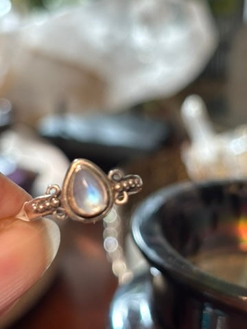 Rainbow Moonstone Ring size 7