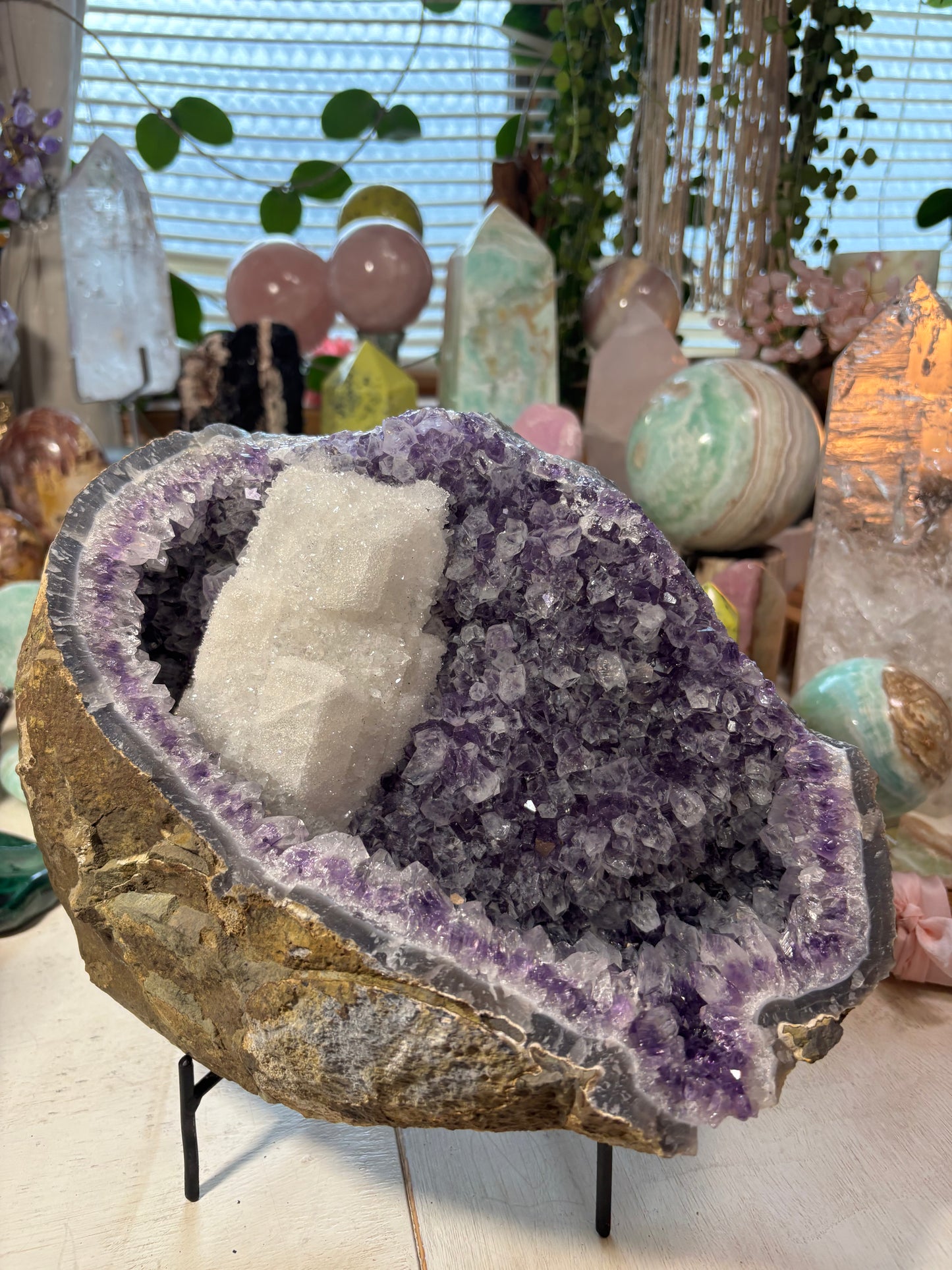 Amethyst Cluster with Calcite Geode | Brazil