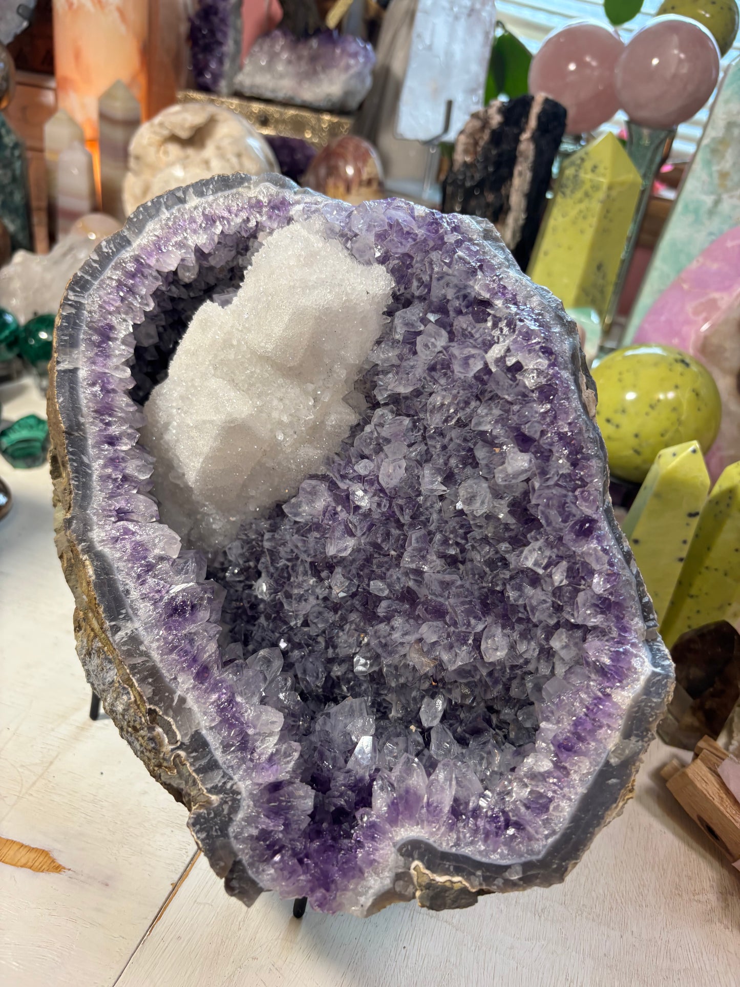 Amethyst Cluster with Calcite Geode | Brazil