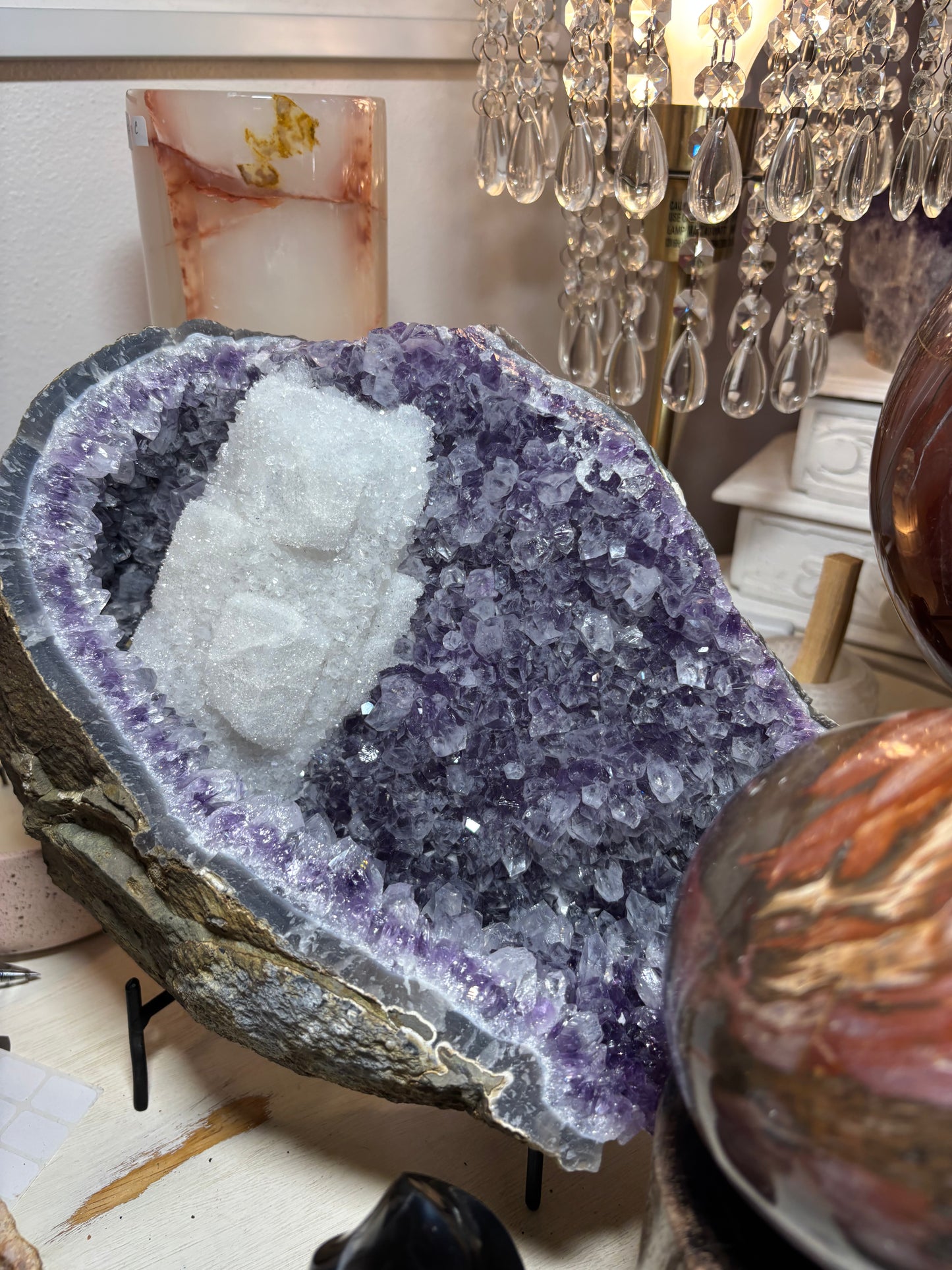 Amethyst Cluster with Calcite Geode | Brazil
