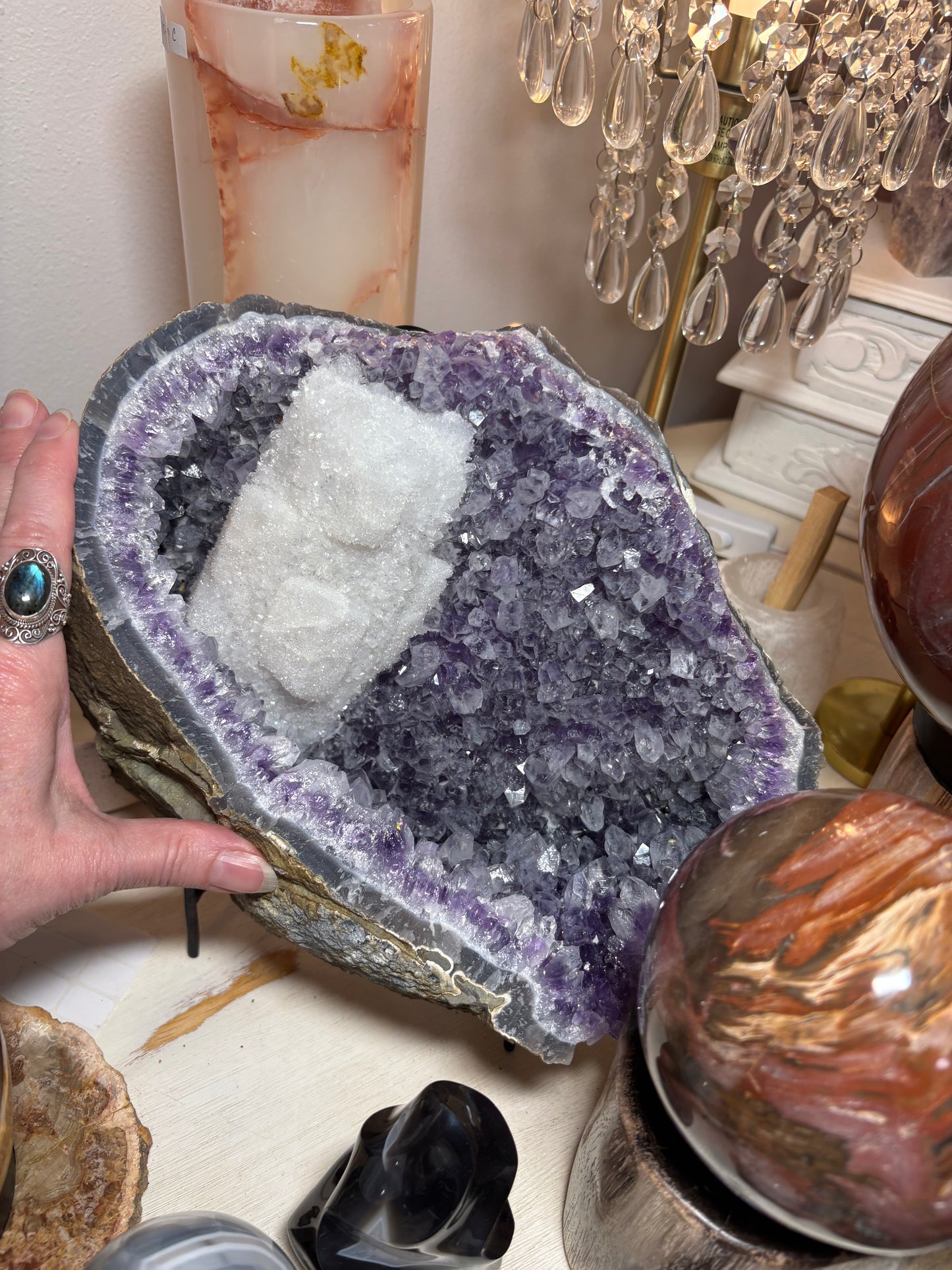 Amethyst Cluster with Calcite Geode | Brazil